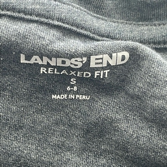 Lands End Relaxed Fit Gray Long Sleeve Shirt Size S (6-8) - Picture 3 of 5